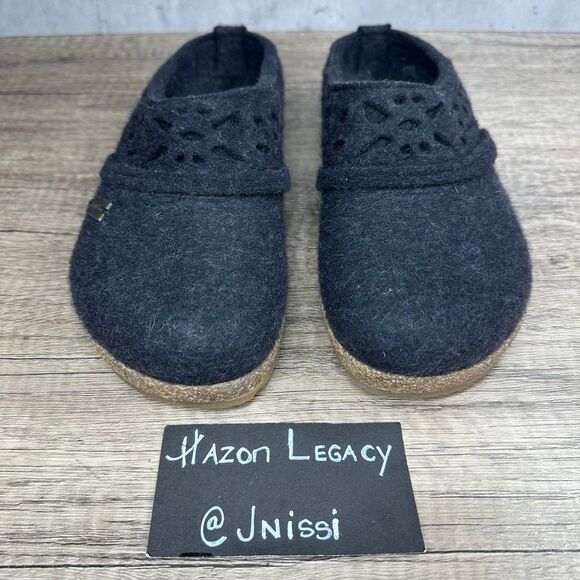 Haflinger~Women’s~Lacey  Black Boiled Wool  Slip On Clogs~EU 36/US 5-5.5 - Picture 3 of 10